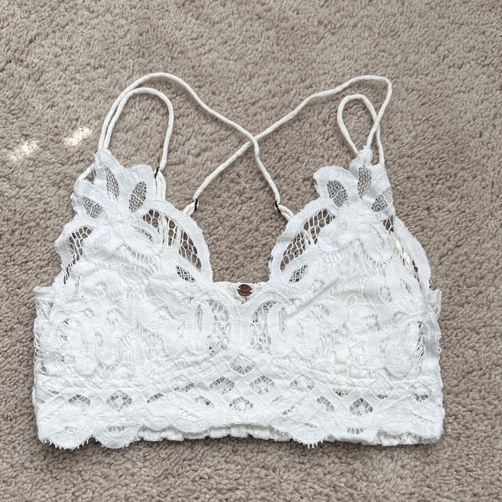 Free People White Crochet Lace Bralette